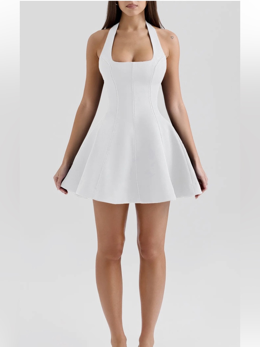 HOUSE OF CB Loulette White Halter Neck Bow Mini Dress Large Formal Homecoming